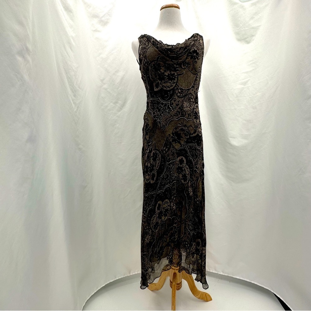 WHBM Womens Dress Size 6 Black Tan Sleeveless Long Two Piece High Low